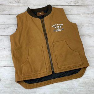 Cowboy Hardwear Vest Boys Large Quilt Lined Duck Cloth Canvas Cow Skulls